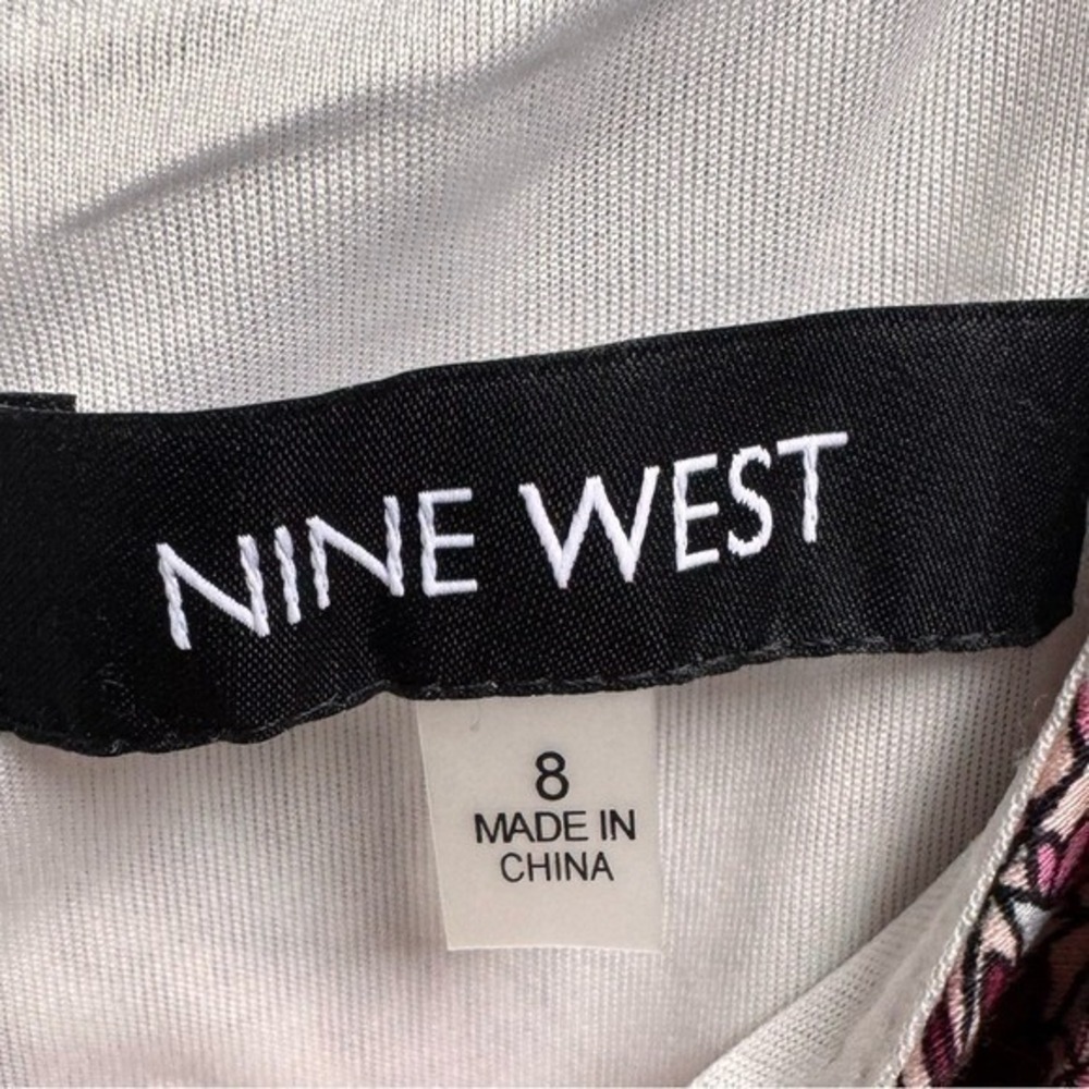 Nine West Womens Dress 8 Pink Purple Geometric Boho Pockets Knee Derby Wedding - Picture 8 of 8